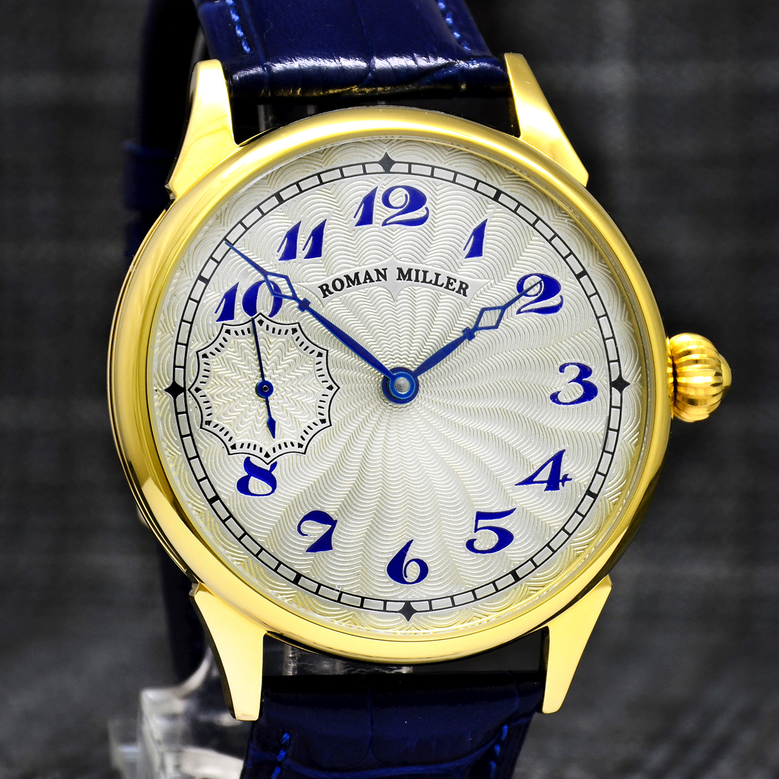 Men’s Luxury Gold Watch with Silver Dial Engraved watch Gift for Husband Miller