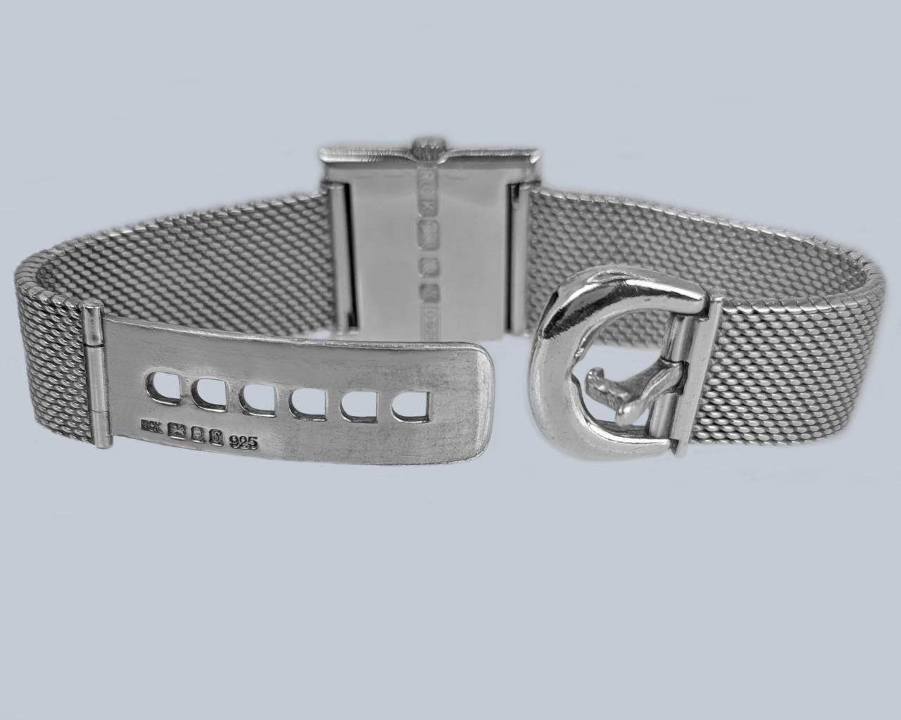 Vintage Roy King Sterling Silver Watch London 1973 Mesh Bracelet Manual Wind