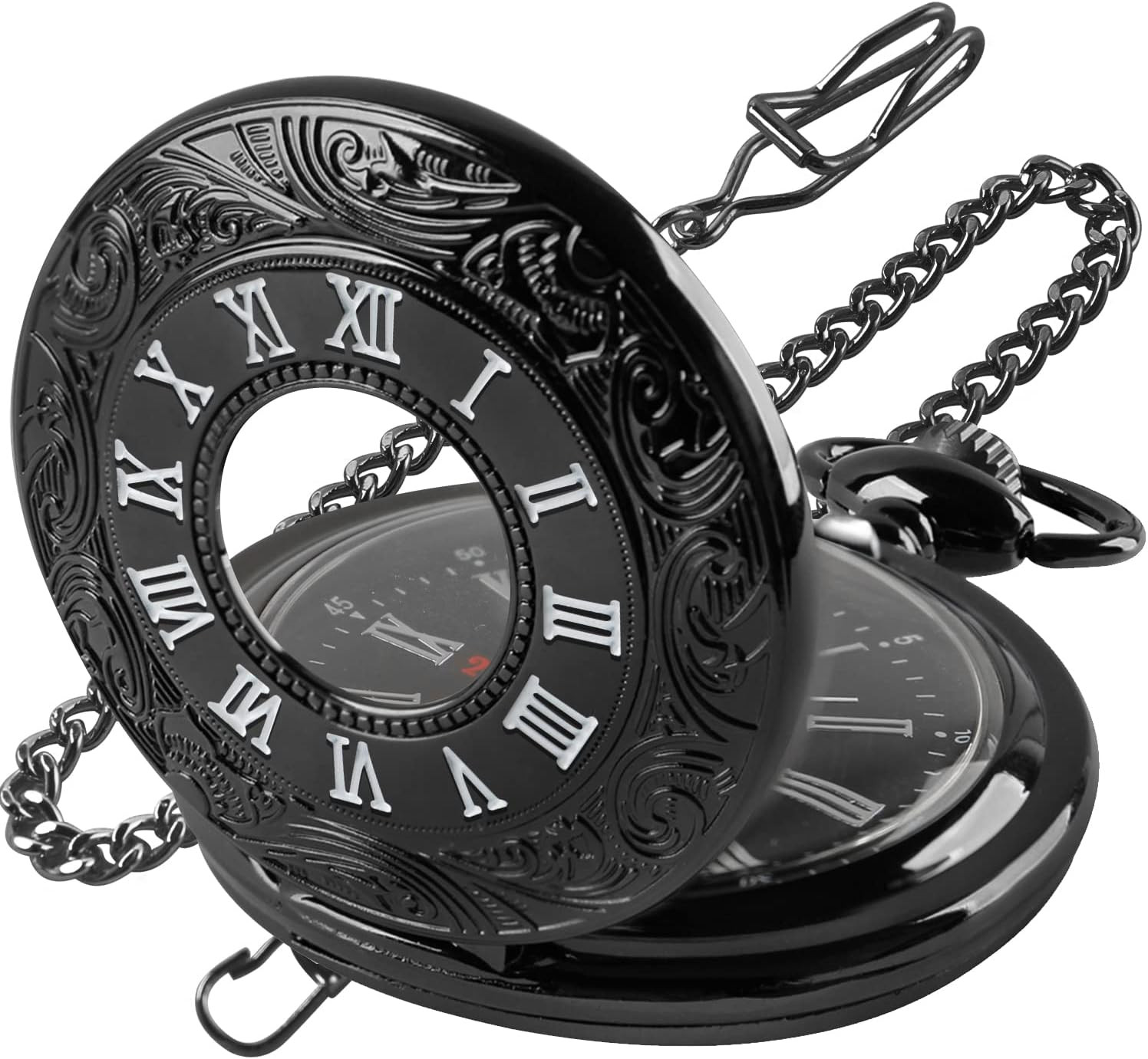 Hollow Roman Digital Scale Men’S Quartz Pocket Watches, Quartz Pocket Strap