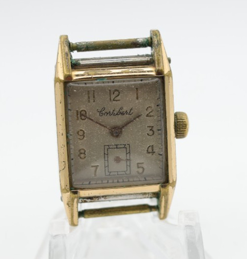 CORTEBERT SWISS TANK WRIST WATCH 22.8×37.5mm CASE 15mm LUG FOR REPAIR (BT)
