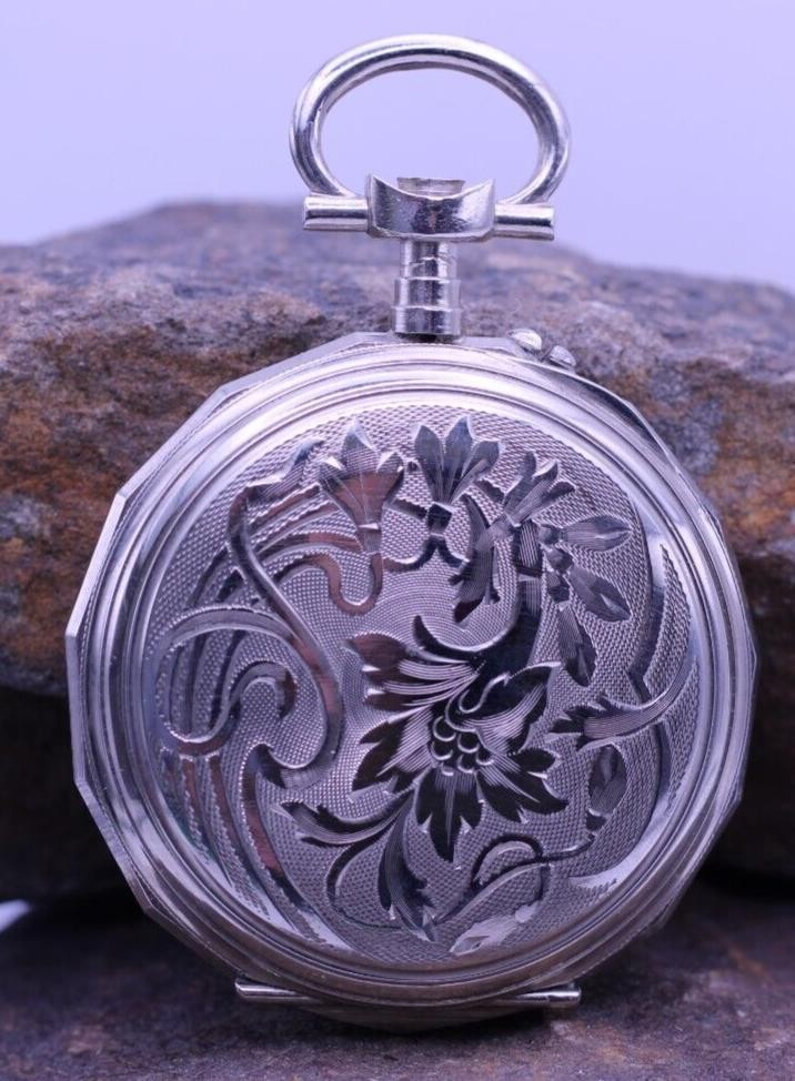 SWISS ARGENTAN WINDING CYLINDER TEN JEWELS POCKET WATCH CASE NOS 47.3mm (DL)