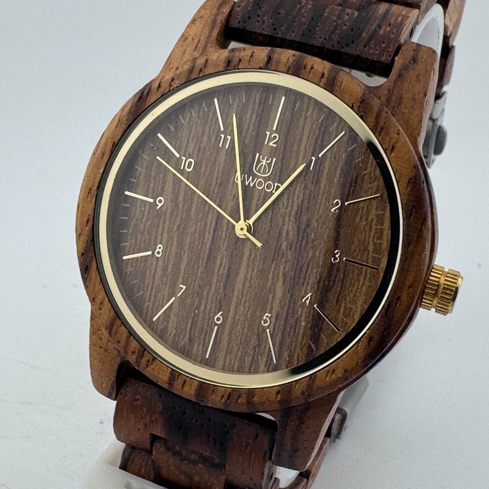 Uwood Quartz Watch Men 41mm Solid Wood Japan Movt Analog New Battery 6.5″