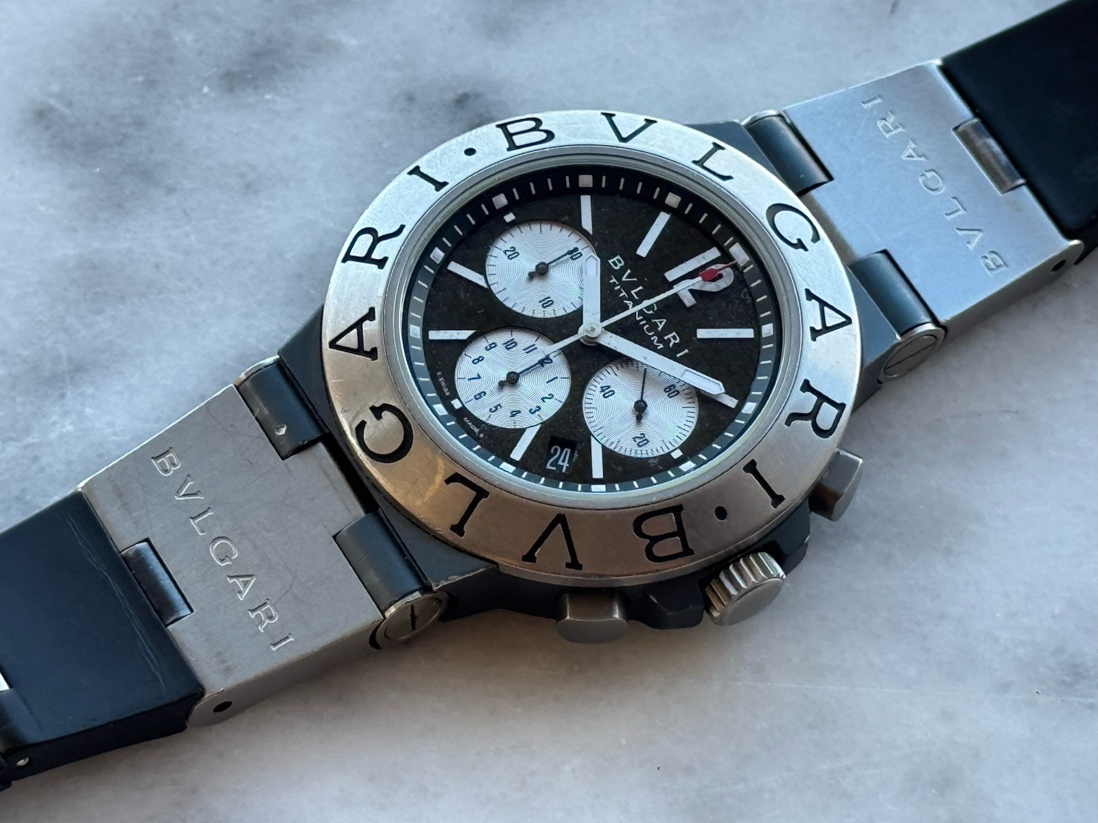 Bvlgari Diagono Titanium TI 44 TA CH Chronograph Automatic Mens 44mm Swiss Made