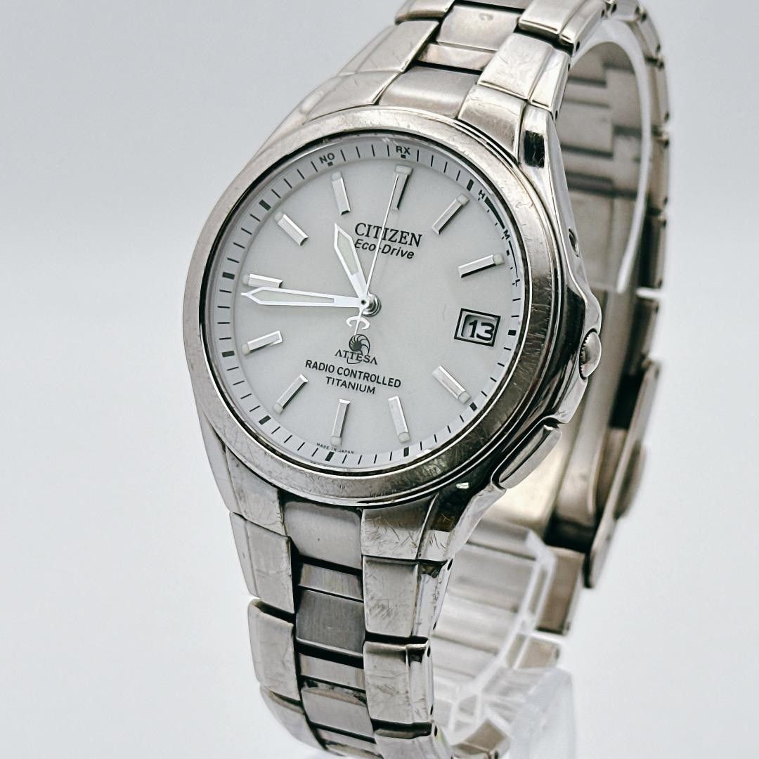 Citizen Attesa H410-T003788 Eco-Drive Radio White Dial Titanium Watch Japan