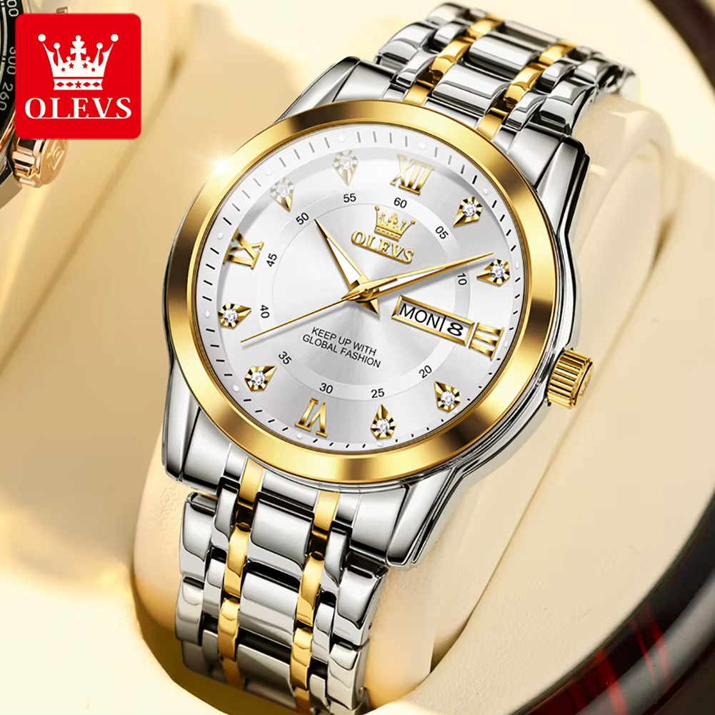 OLEVS 5513 Original Quartz Movement Man Watch Stainless Steel Diamond Roman Scal