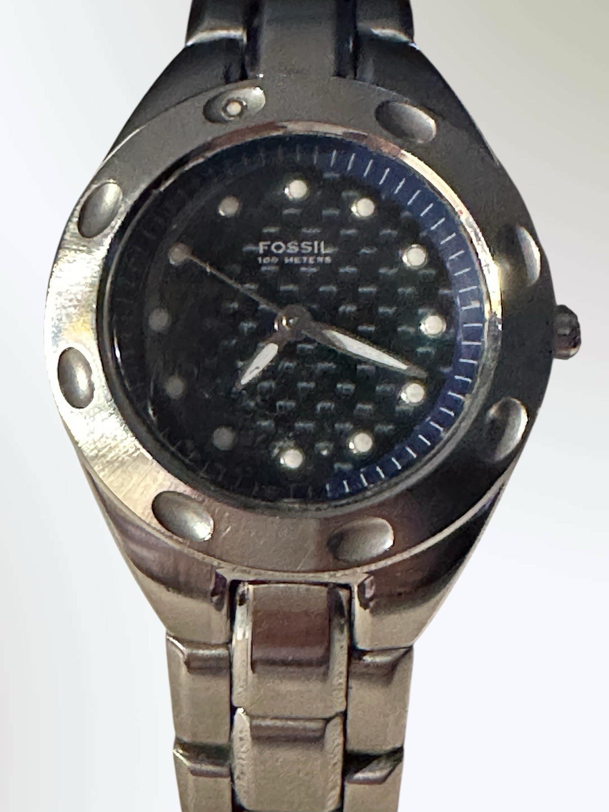Fossil Japan PR-5099 Unisex Silver Tone Watch 30mm 10 ATM Water Resistant Works