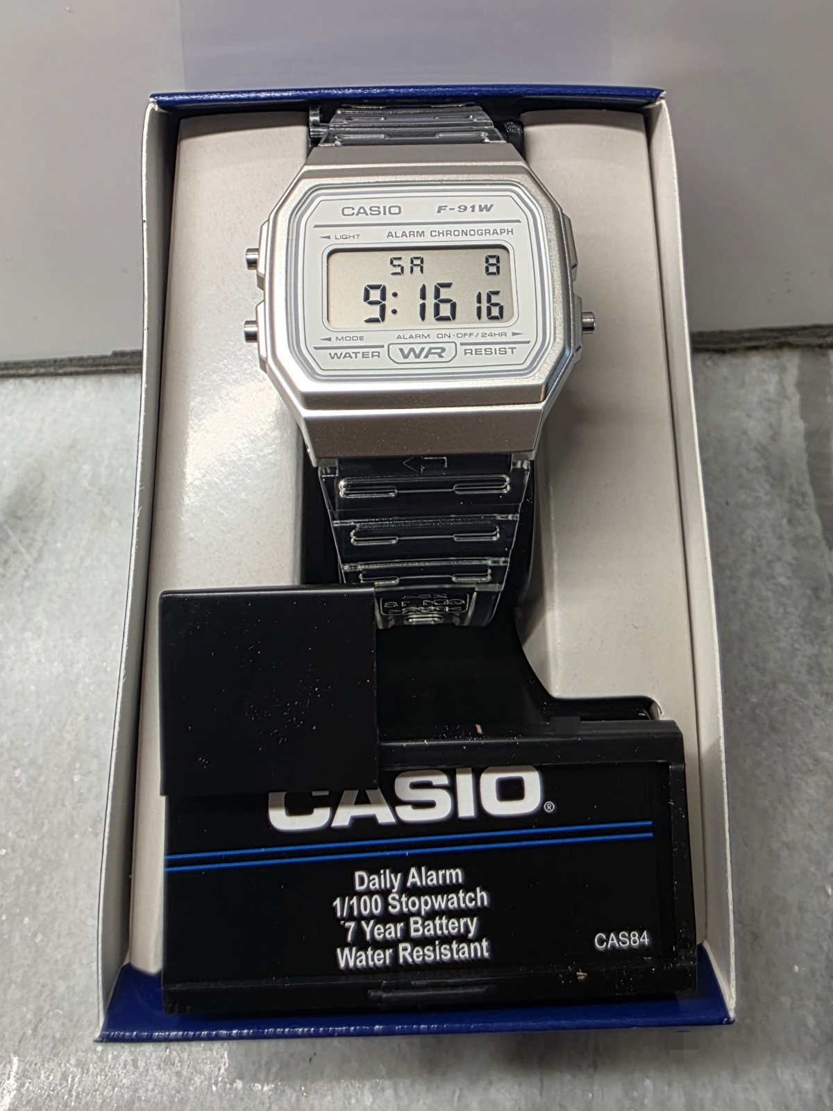 CASIO F-91WS-7CF Silver Translucent Unisex Digital Watch NEW