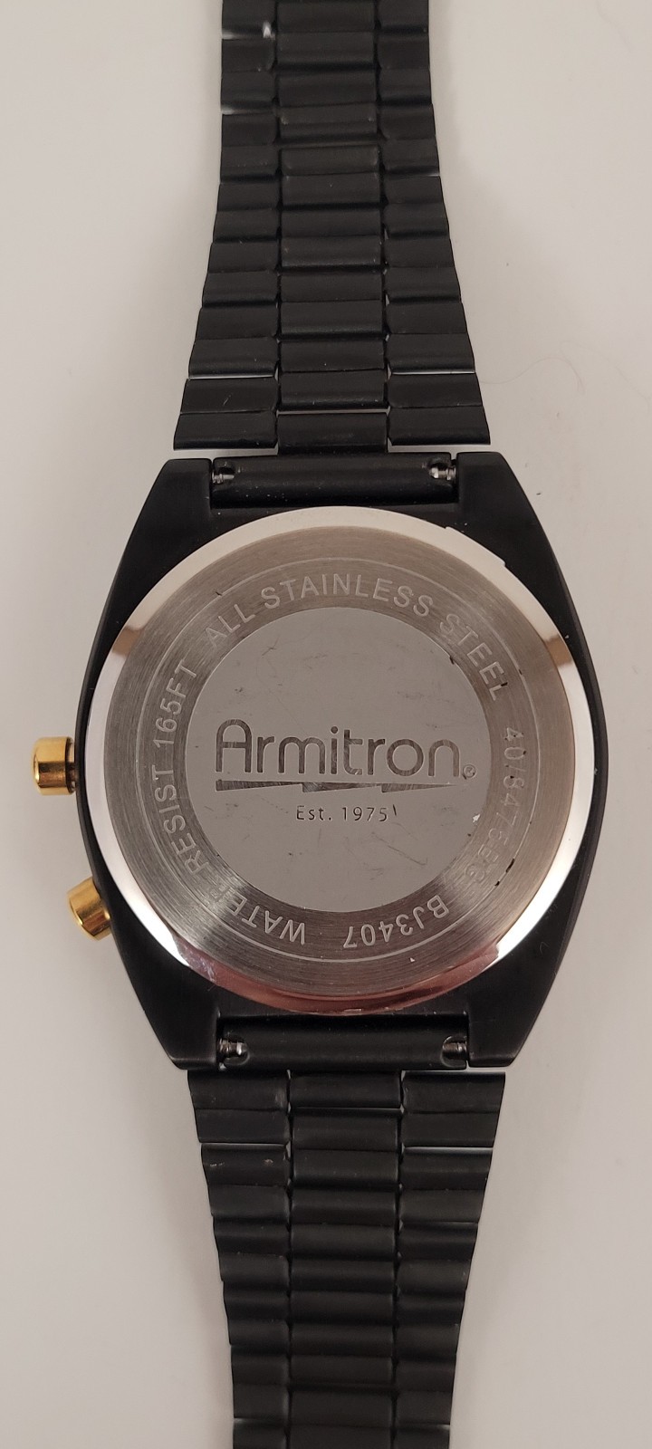 Armitron Griffy 40/8475BG Mens Retro LCD Black Gold Two Tone Red LED Watch