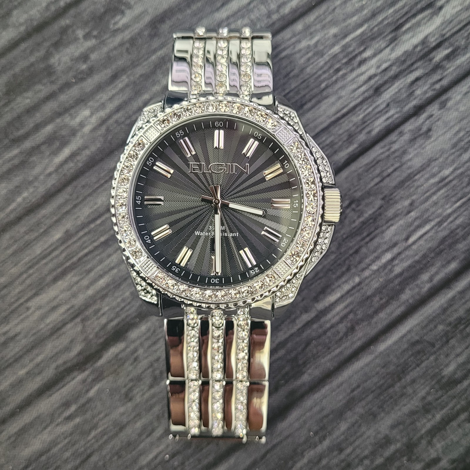 Rare Elgin Diamond Bezel Paved Mens Watch Authorized Dealer