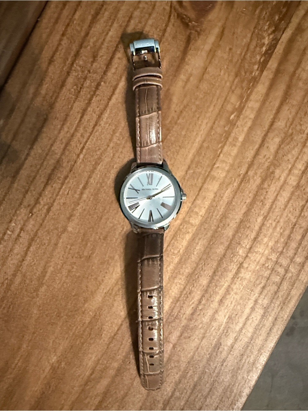 MICHAEL Michael Kors Women’s Silver Dial Watch with Brown Leather Strap