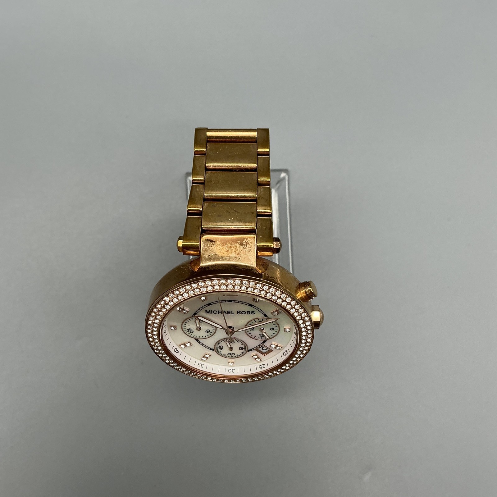 Michael Kors Parker MK-5491 Womens Watch 39mm MOP Gold Tone New Battery 6″