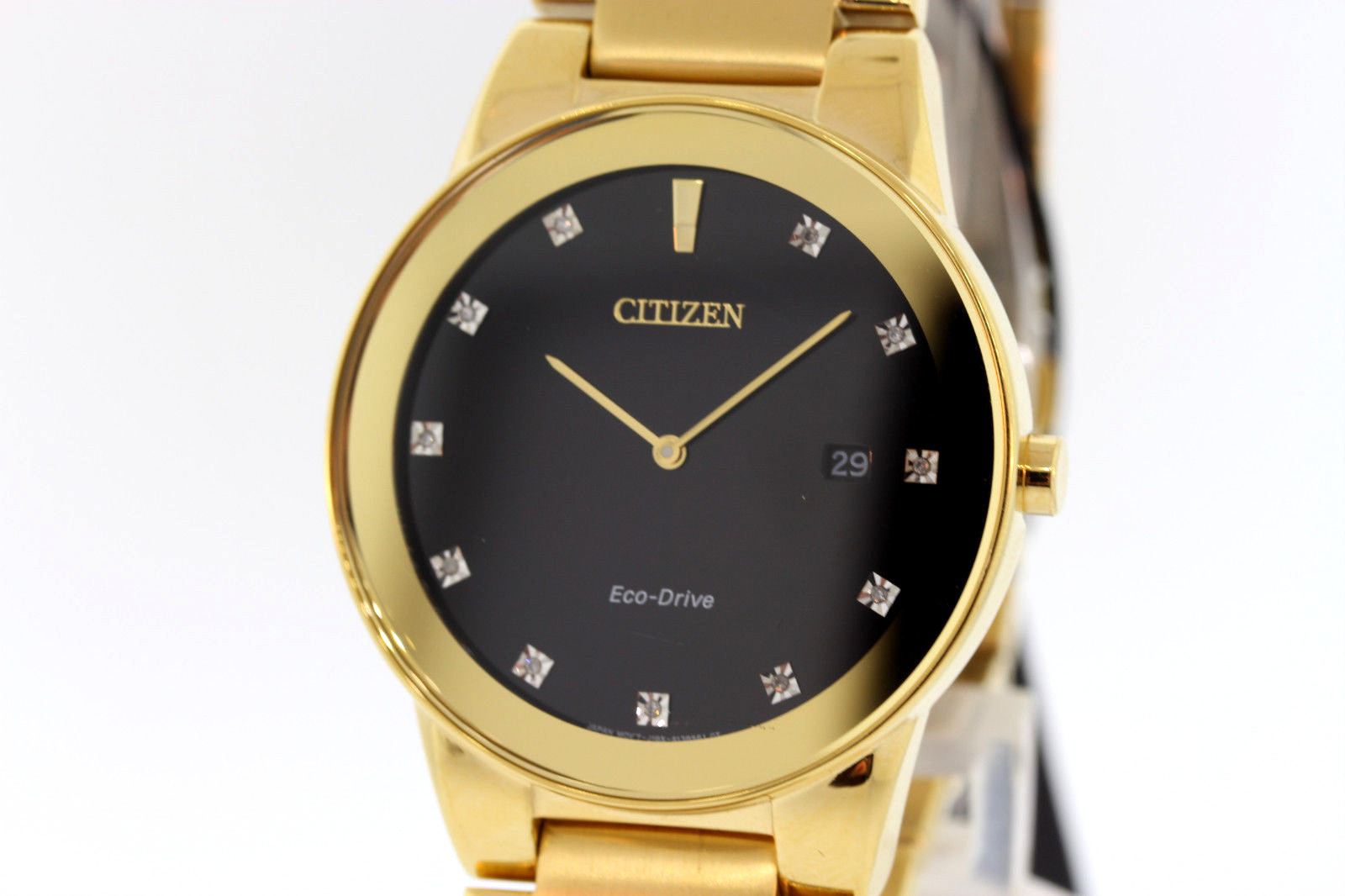 Citizen AU1062-56G Eco-Drive Axiom Stainless Diamond Black Dial Watch