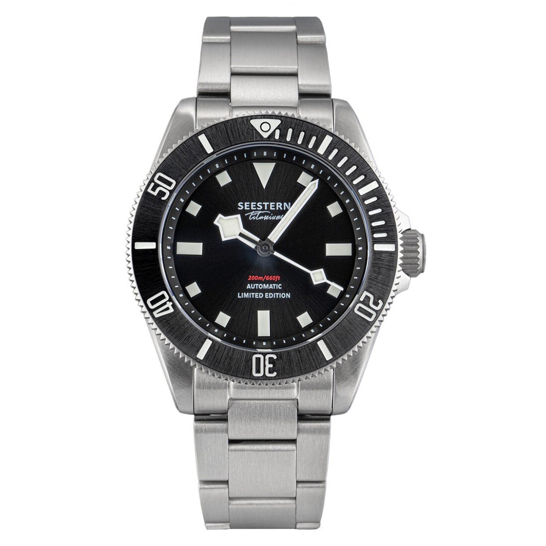 Seestern S430 Automatic Titanium Black Silver Sapphire Men’s Watch