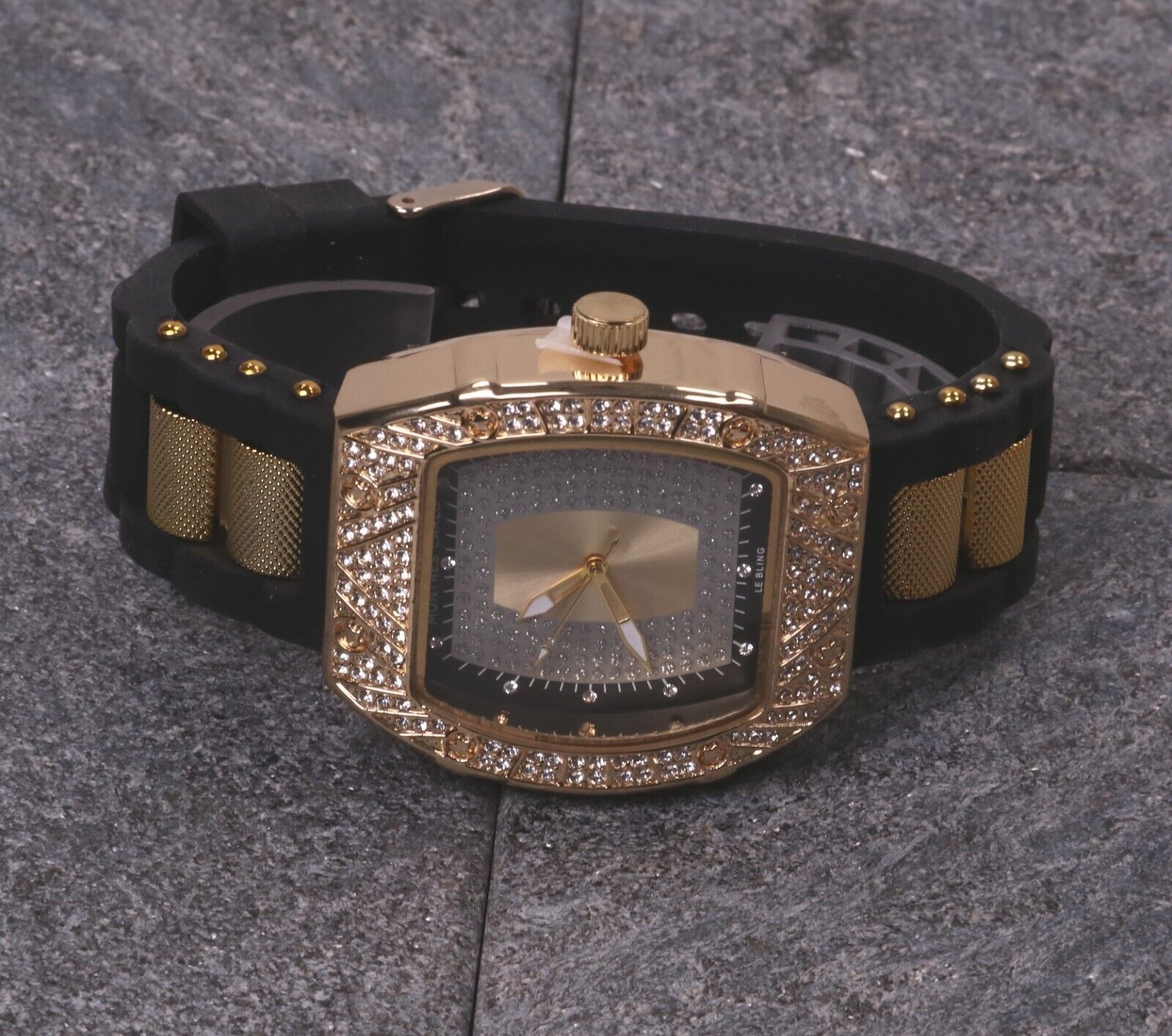 Men’s Iced Bezel Silicone Band GP Montres Carlos Watch