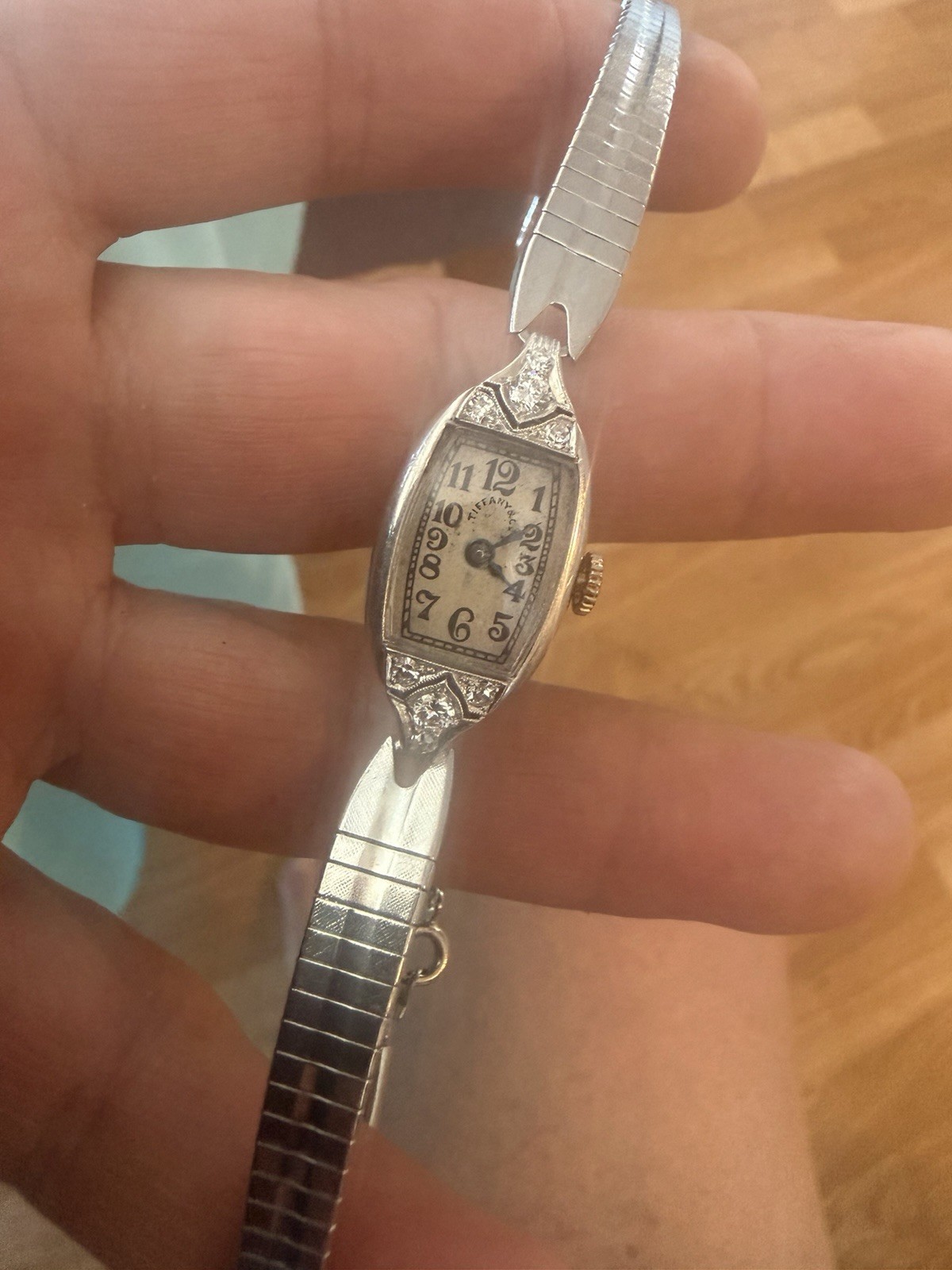 Watch- Tiffany & Company. Vintage 1940’s Era Wind Up Watch with Diamonds