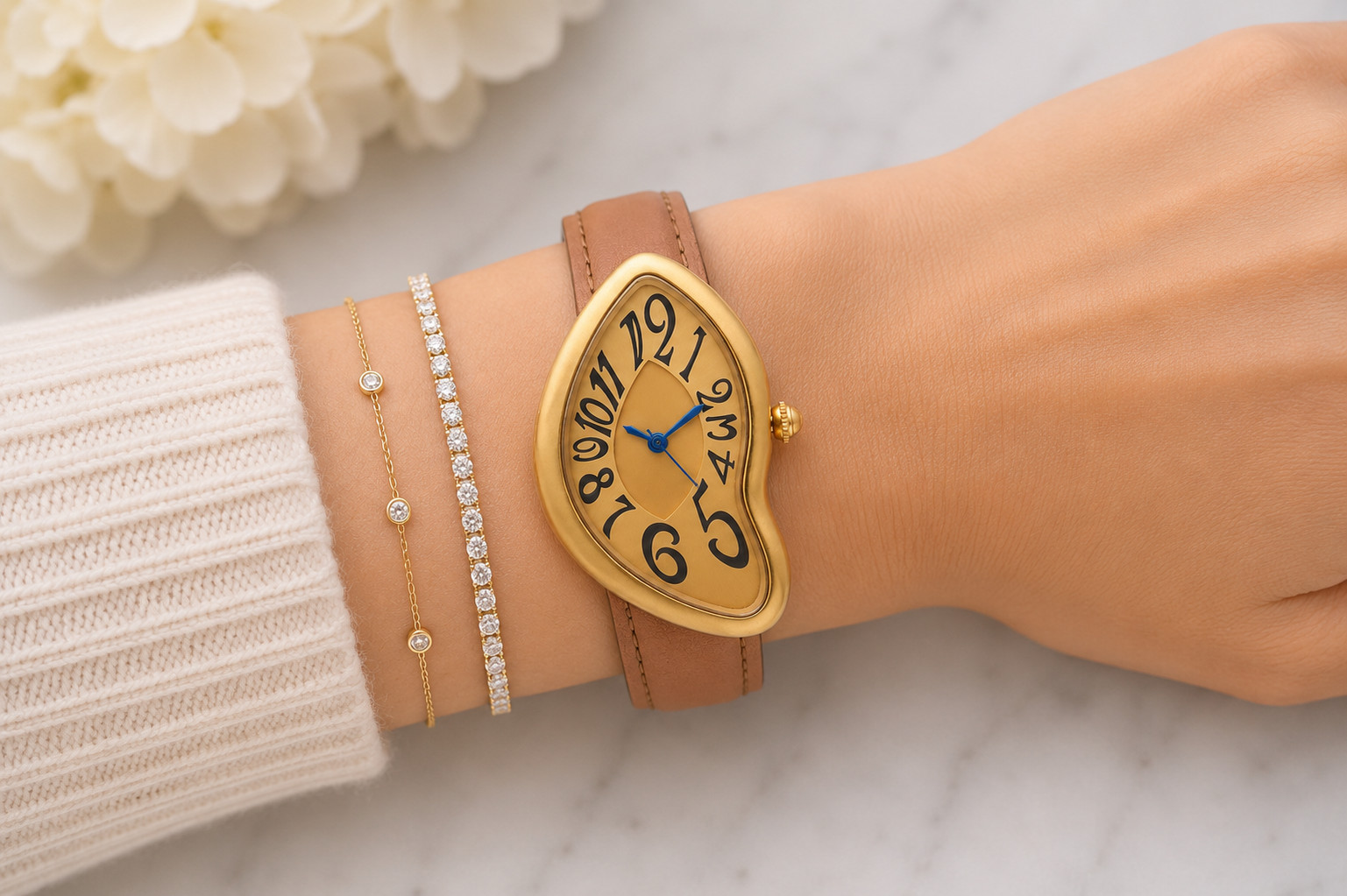 women’s Ladies Dali Inspired Melting fused twisted Watch Statement Soft Crash