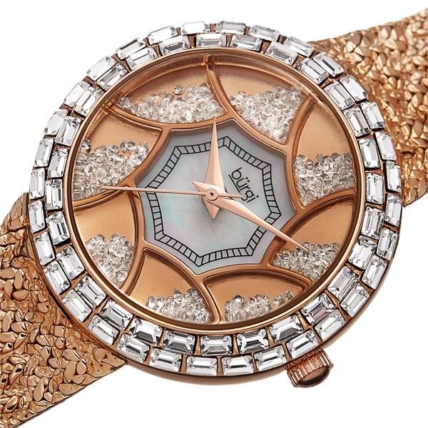 Burgi BUR118RG Crystal Bezel Floating Crystal MOP Dial Rosetone Womens Watch