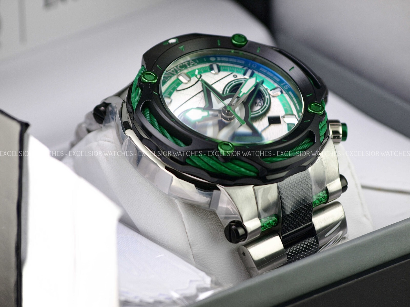 NWD Invicta 60mm Mens NHL DALLAS STARS BOLT Swiss Quartz Chronograph TT SS Watch