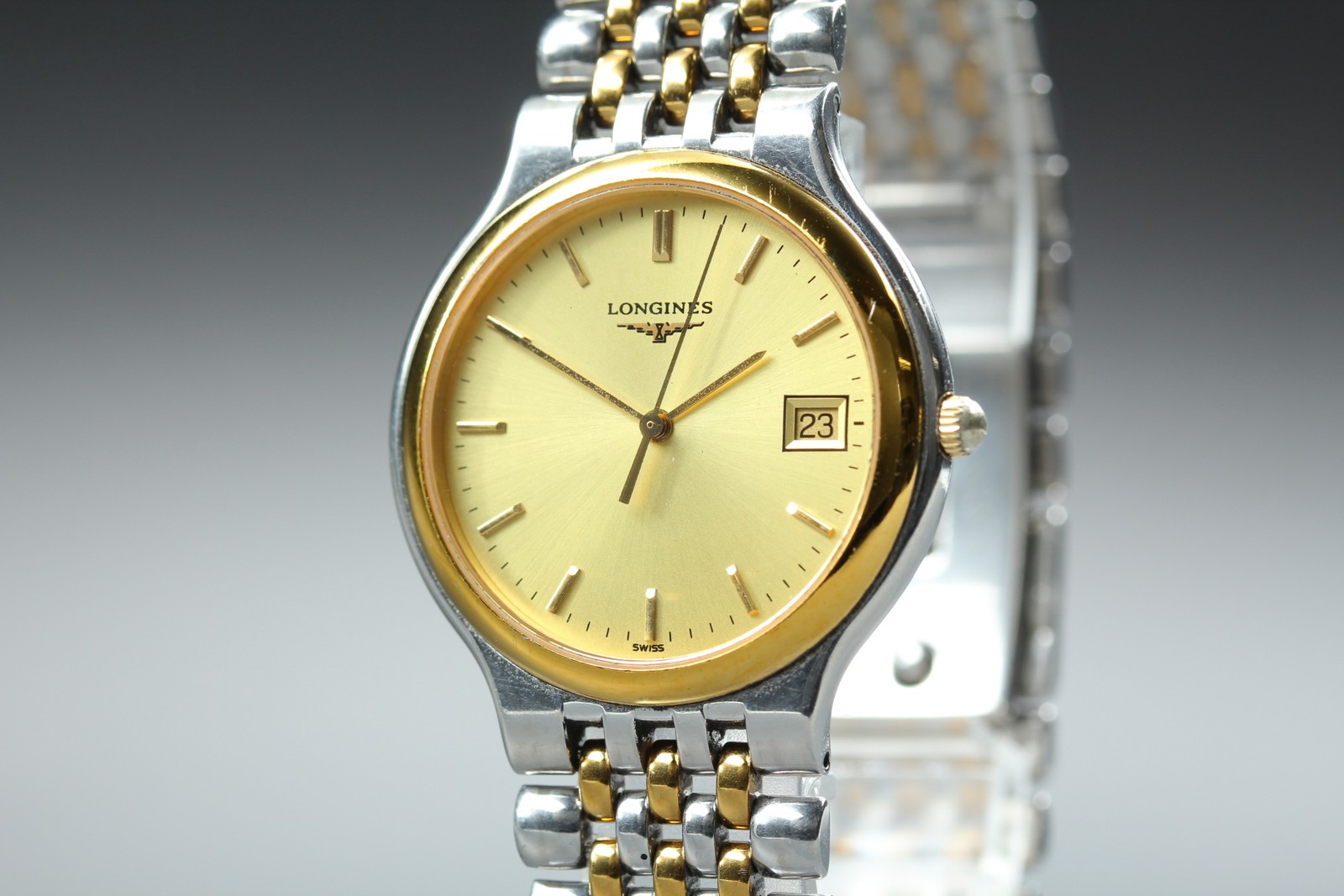 LONGINES Flagship L5.631.3 Gold 33mm Date Quartz Men’s Watch Vintage [Near MINT]