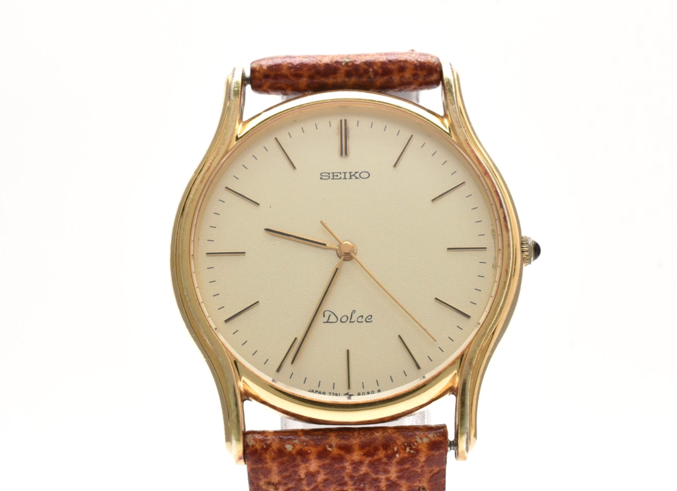 SEIKO Dolce 7741-6030 Gold Dial Round 32mm Quartz Round Men’s Watch JAPAN
