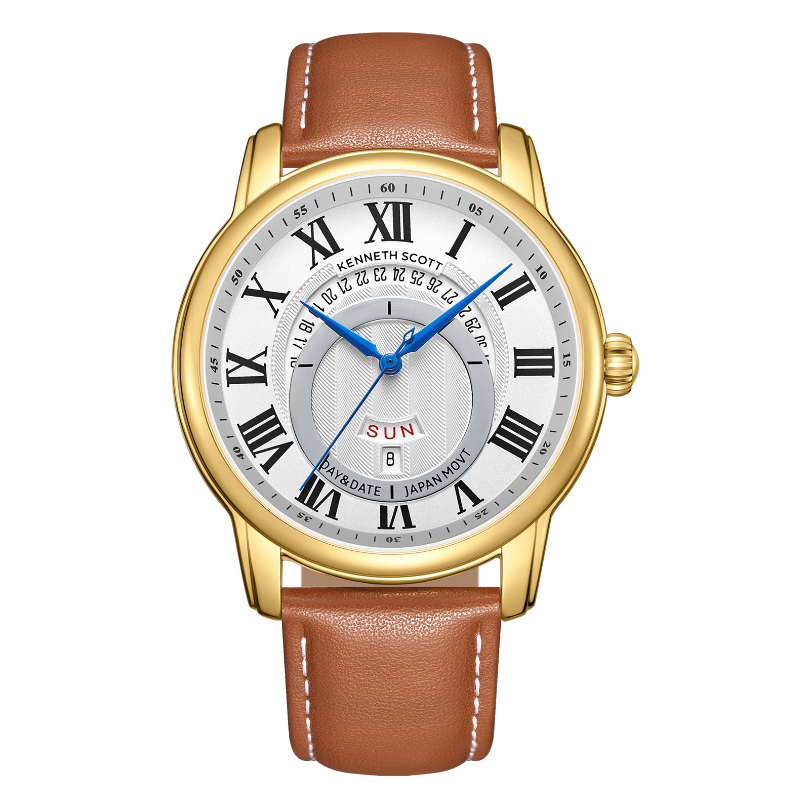 Kenneth Scott Men’s Analog Watch | White Dial, 44mm, 30 m (3 ATM)