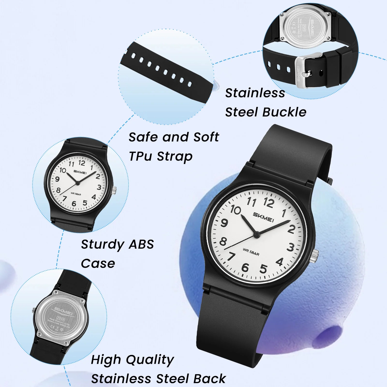 Kids Digital Analog Watch Waterproof 50M Easy Read Learning Time Watch Ages 3-12