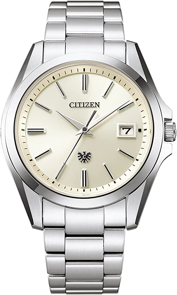 The Citizen AQ4060-50A Cream Dial Solar Eco-Drive Stainless Watch Men Japan NEW