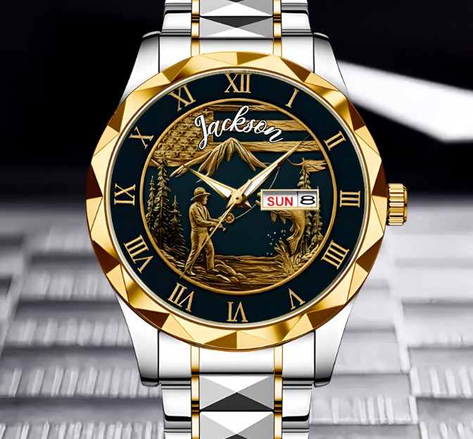 Personalized Loving Fishing Gift For Fishing Lovers Alloy Luxury Quartz Watch