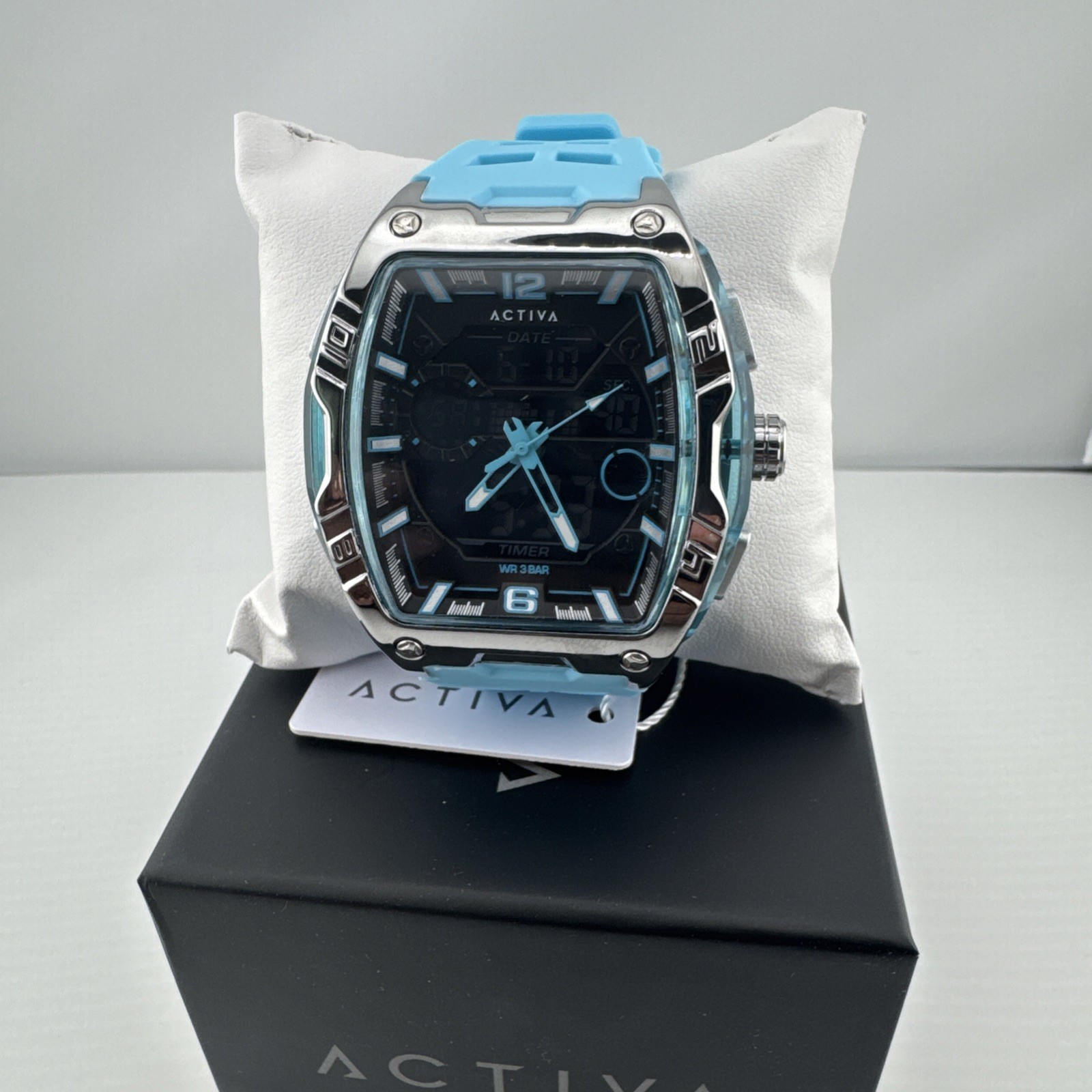 Activa X Invicta Digital Men’s Watch – 50mm, Light Blue ACW8131-002 New