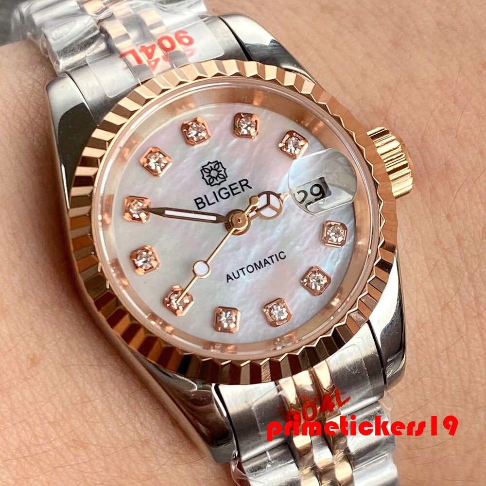 BLIGER 26mm Lady’s Wristwatch Shell Dial NH05 Automatic Watch for Women Sapphire