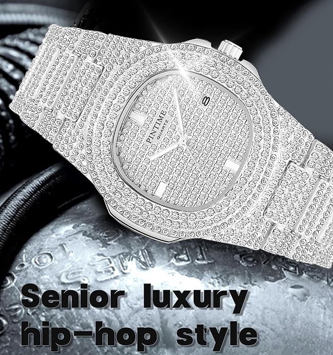 Gosasa Luxury Unisex Crystal Diamond Watches Big Face Women’s Men’s Quartz Watch