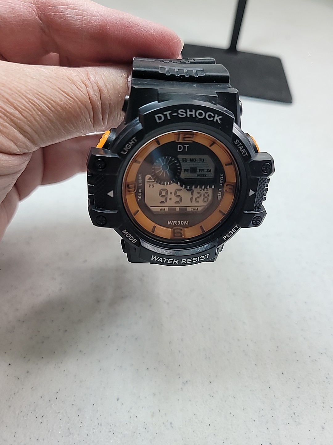 DT Shock Watch Men WR30M Black and Orange Works