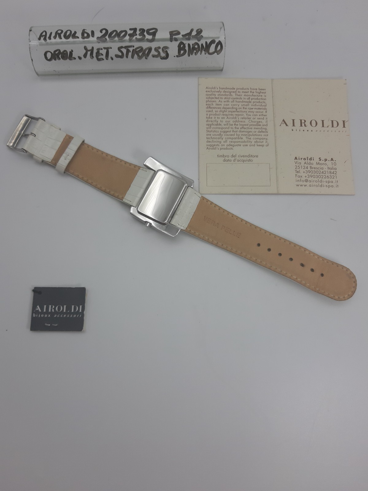 Women’s Leather/Steel Wrist Watch, White, 200739 AIRROLDI