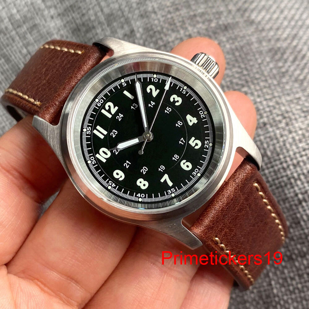Tandorio 36mm Automatic Men Lady Pilot Watch Sapphire 20bar NH35A PT5000 Leather