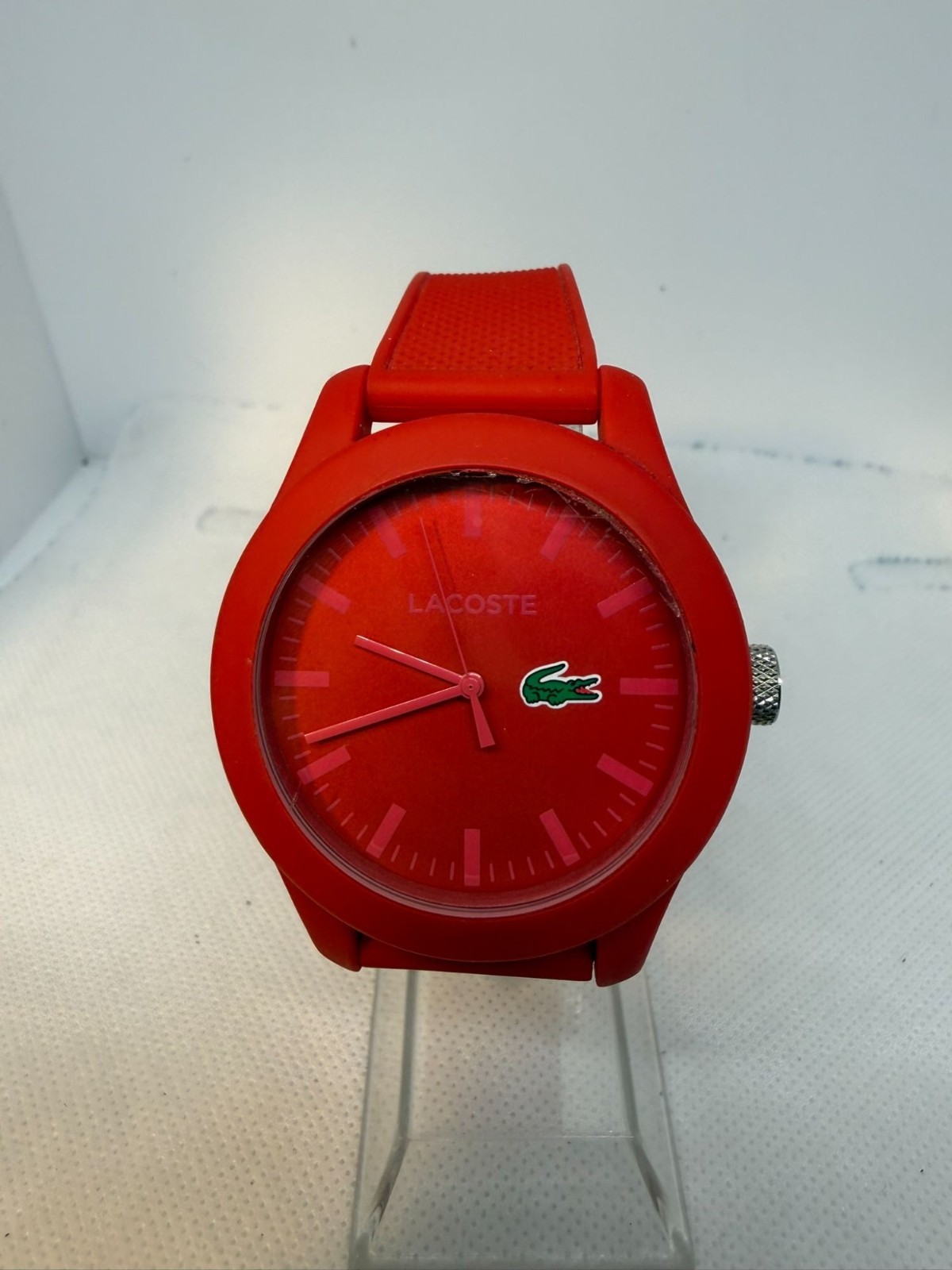 Lacoste Men’s 12.12 Red Silicone Strap Sport Watch 43mm Quartz 2010764
