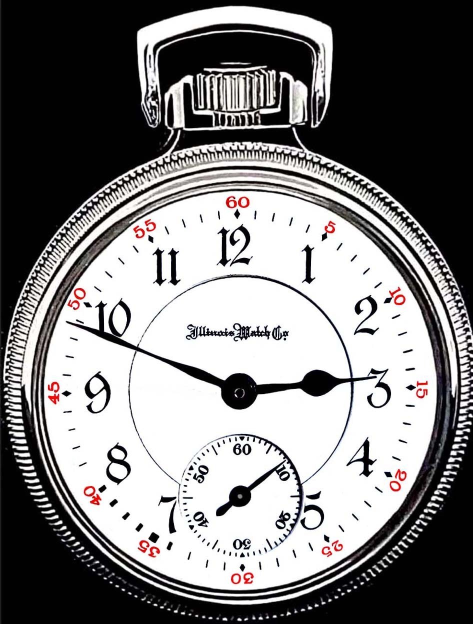 ILLINOIS Sangamo Display Back Main Liner Case 21 Jewels Pocket Watch Working.