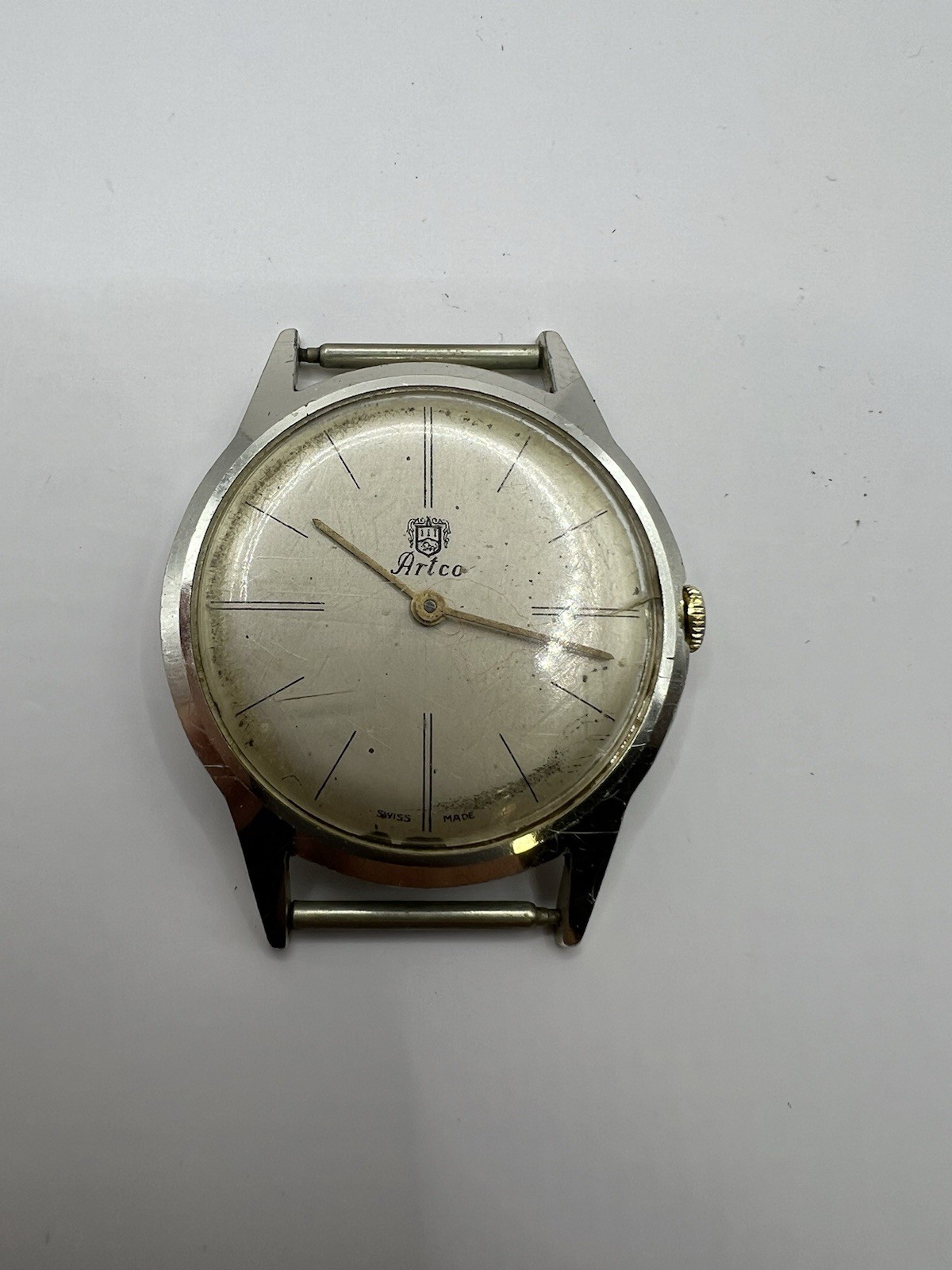 RARE ANTIQUE ARTCO GENTS STAINLESS STEEL WATCH