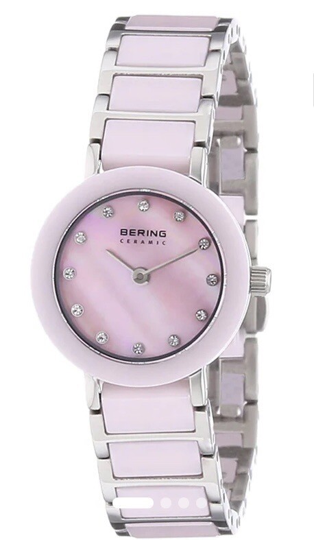 💯% Bering Women 10725-999 Ceramic Pink Dial Pink Watch Stainless/Ceramic