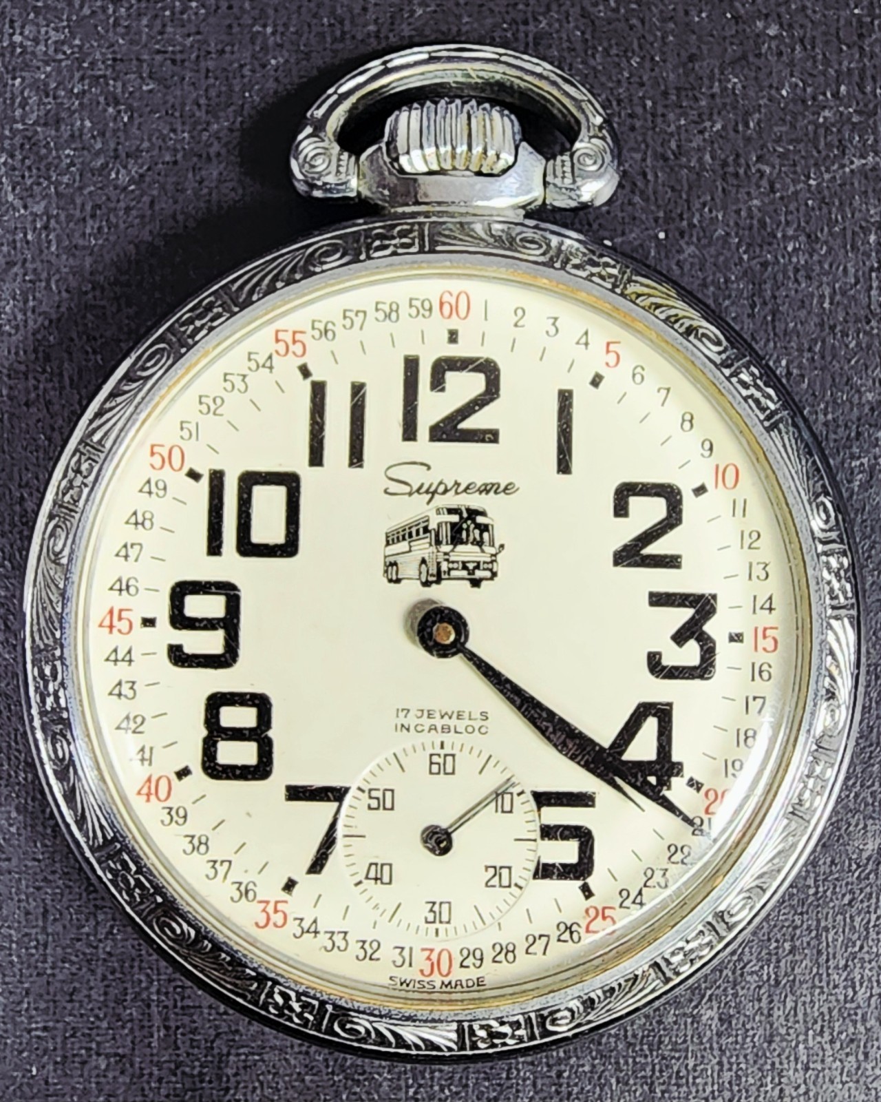 Swiss Made Absolutely Stunning “Supreme” Pocket Watch, Works + Looks Flawless!
