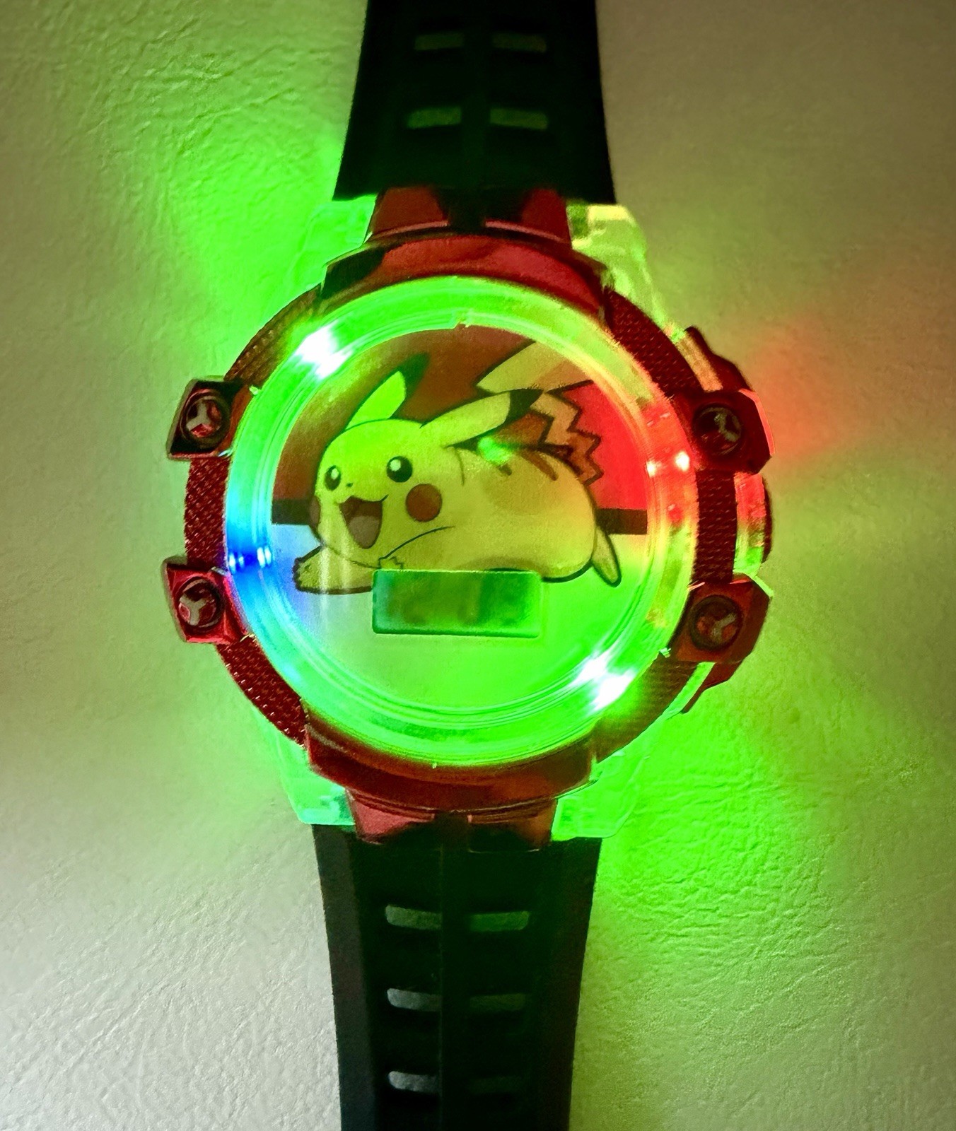 Pokemon Pikachu LED Digital Watch Accutime POK4406TG Tested Works Lights Up 2024