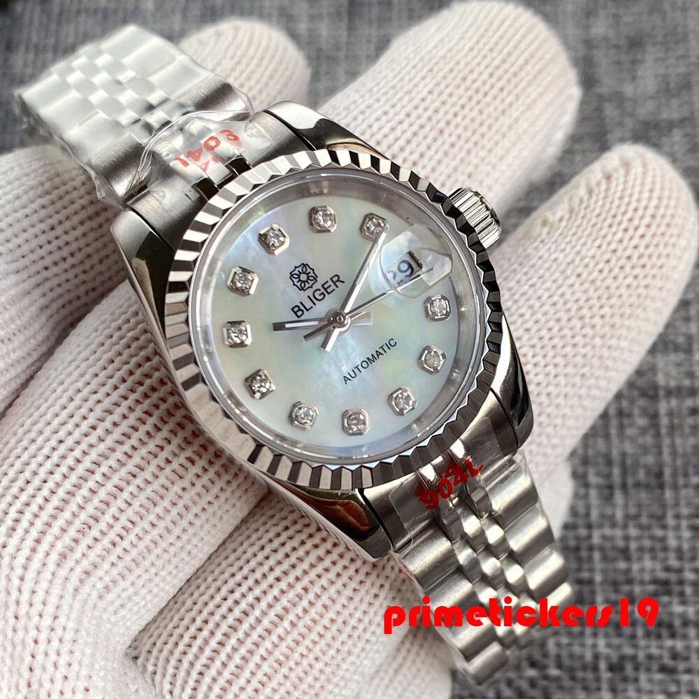 BLIGER 26mm Lady’s Wristwatch Shell Dial NH05 Automatic Watch for Women Sapphire