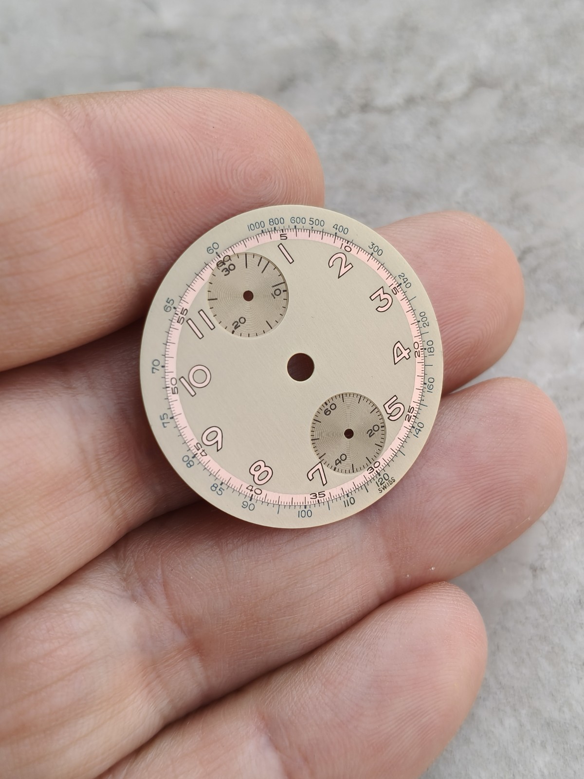 40s ANONYMOUS CHRONOGRAPH VENUS 170 ORIGINAL WATCH DIAL 30mm NOS!