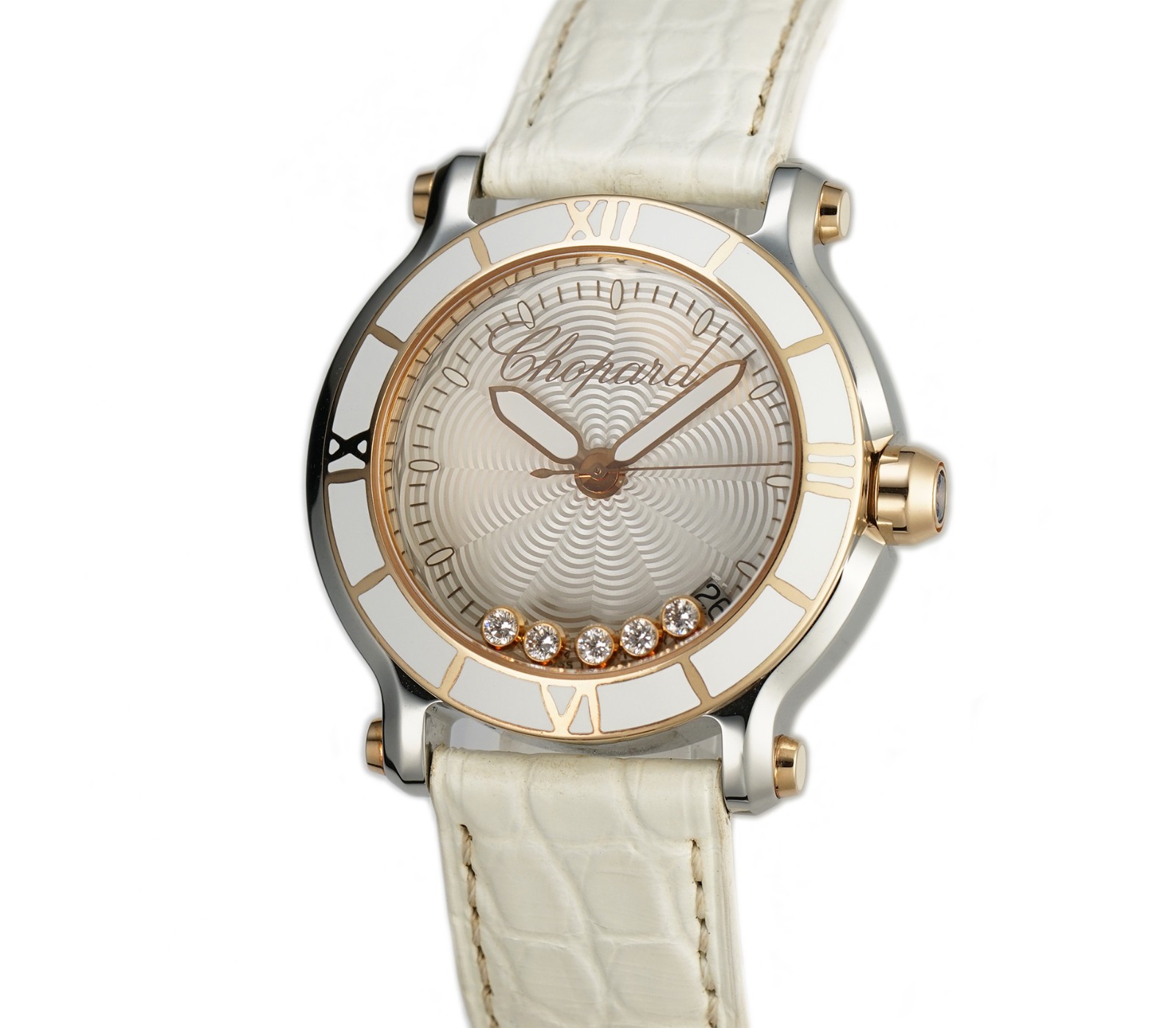 Chopard Happy Sport 36mm Ladies Steel/18k RG Floating Diamond Dial 278551-6002