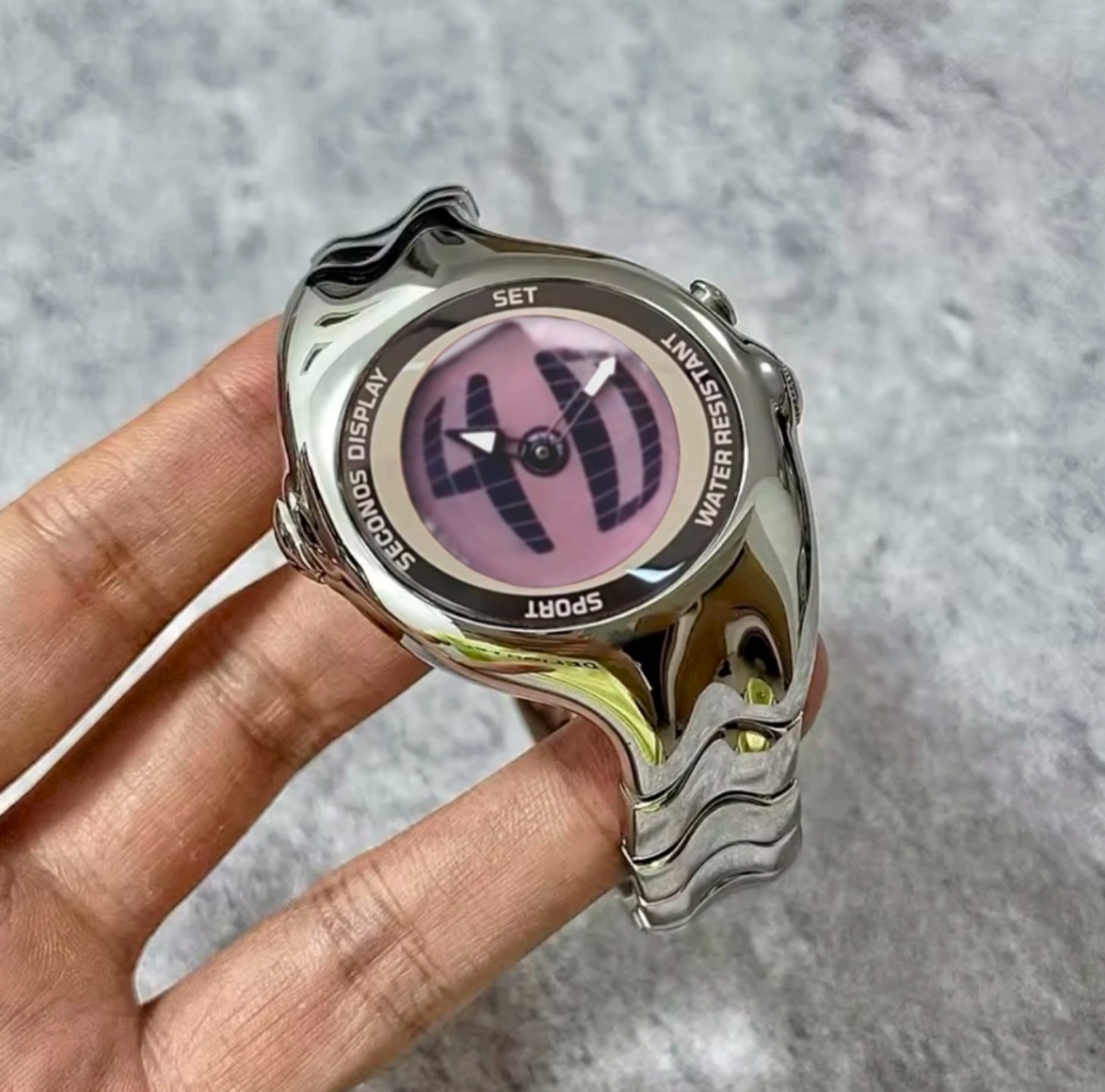 Metal Steel Watch Y2K Hype Silver Chrome Retro Triax Vintage Style
