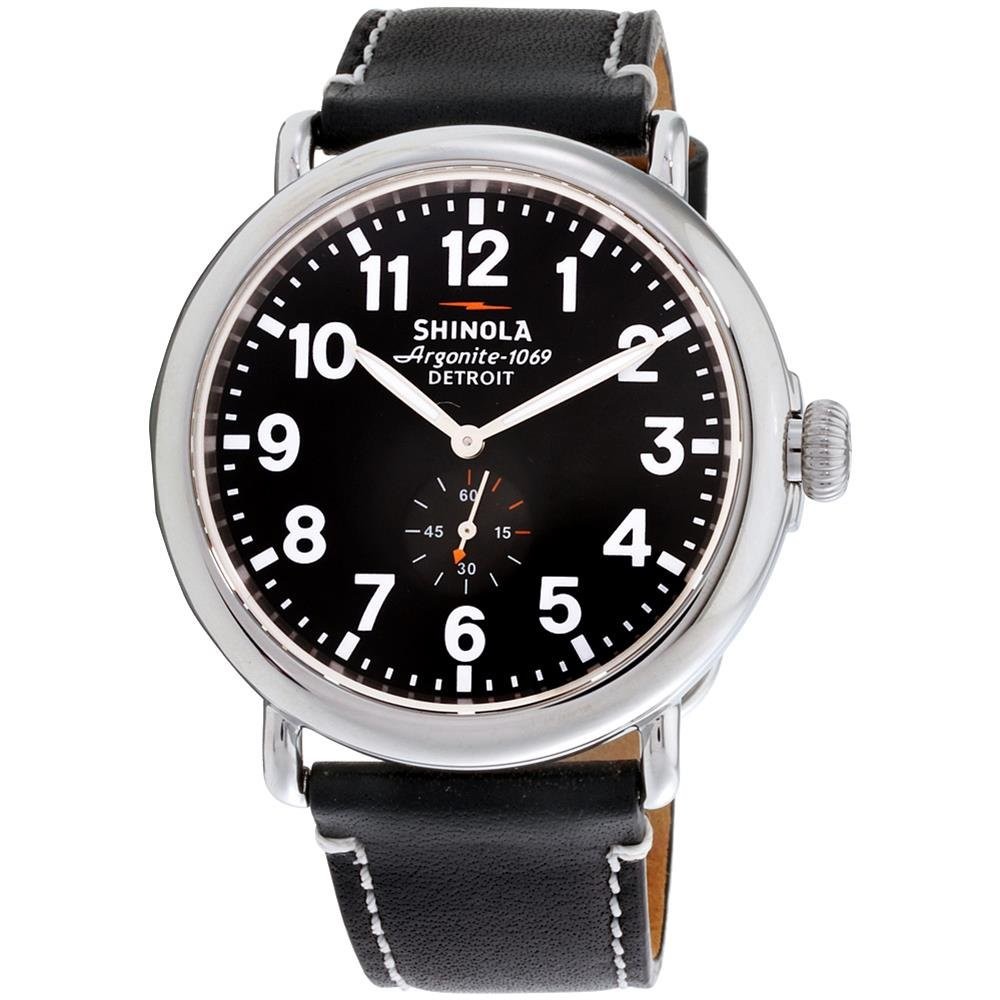 Shinola The Runwell Men’s Wrist Watch, 47mm Polished Stainless Steel Case, Black