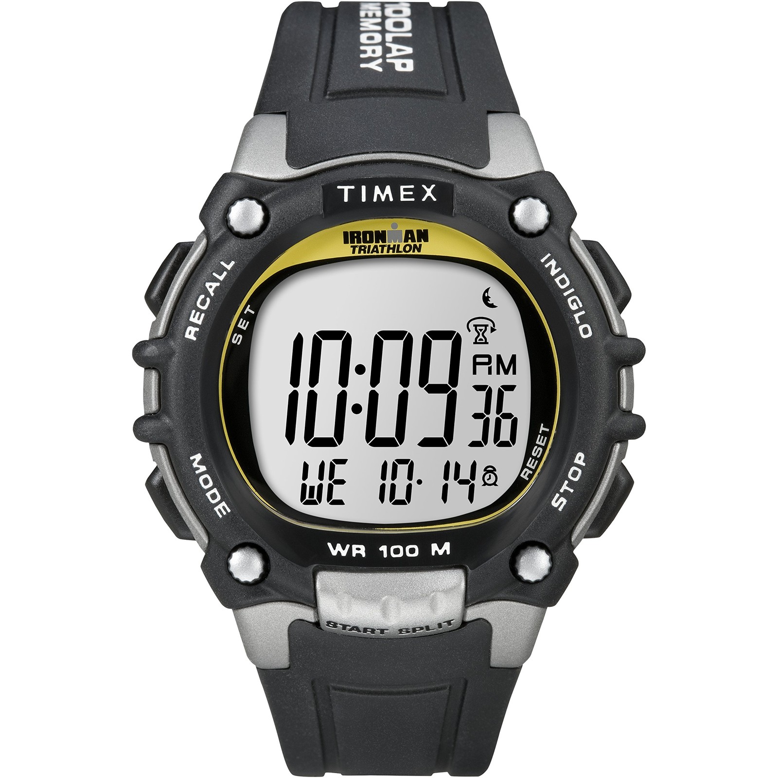 Timex Mens Ironman Triathlon Classic 100 44mm Watch – Black Silver-Tone Case