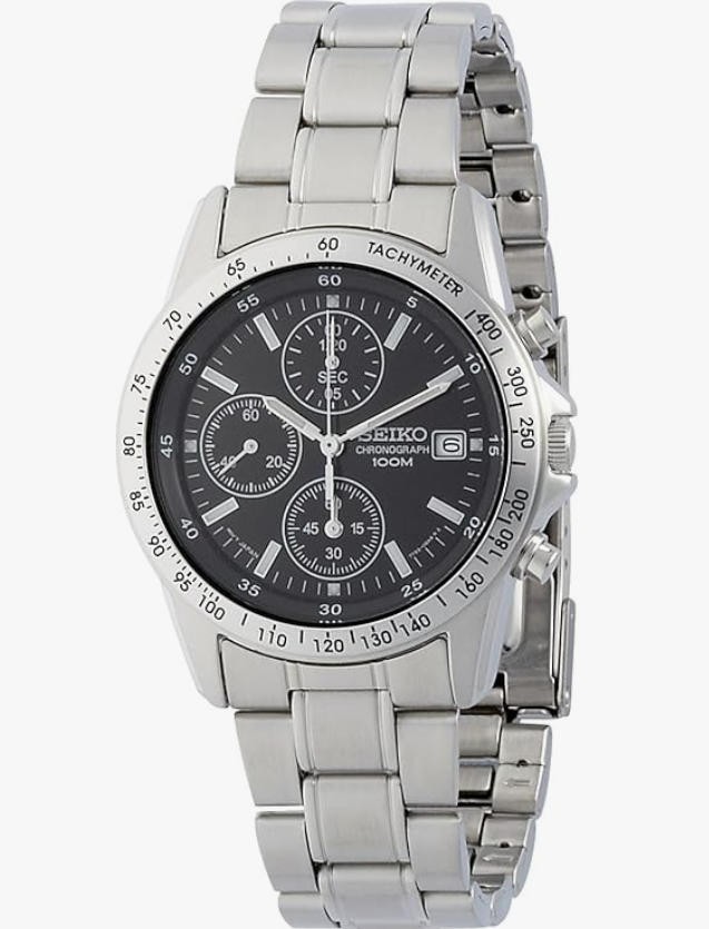 SEIKO High-speed Chronograph SND367PC Black Silver Men’s Watch Analog