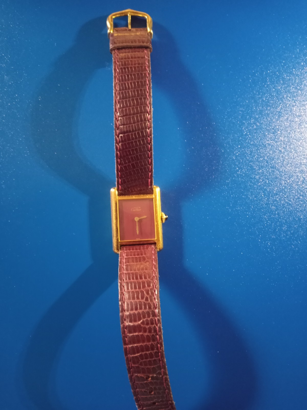 Cartier 1980s Tank Must Vermeil Women’s Burgundy/red wine Manual Wind watch