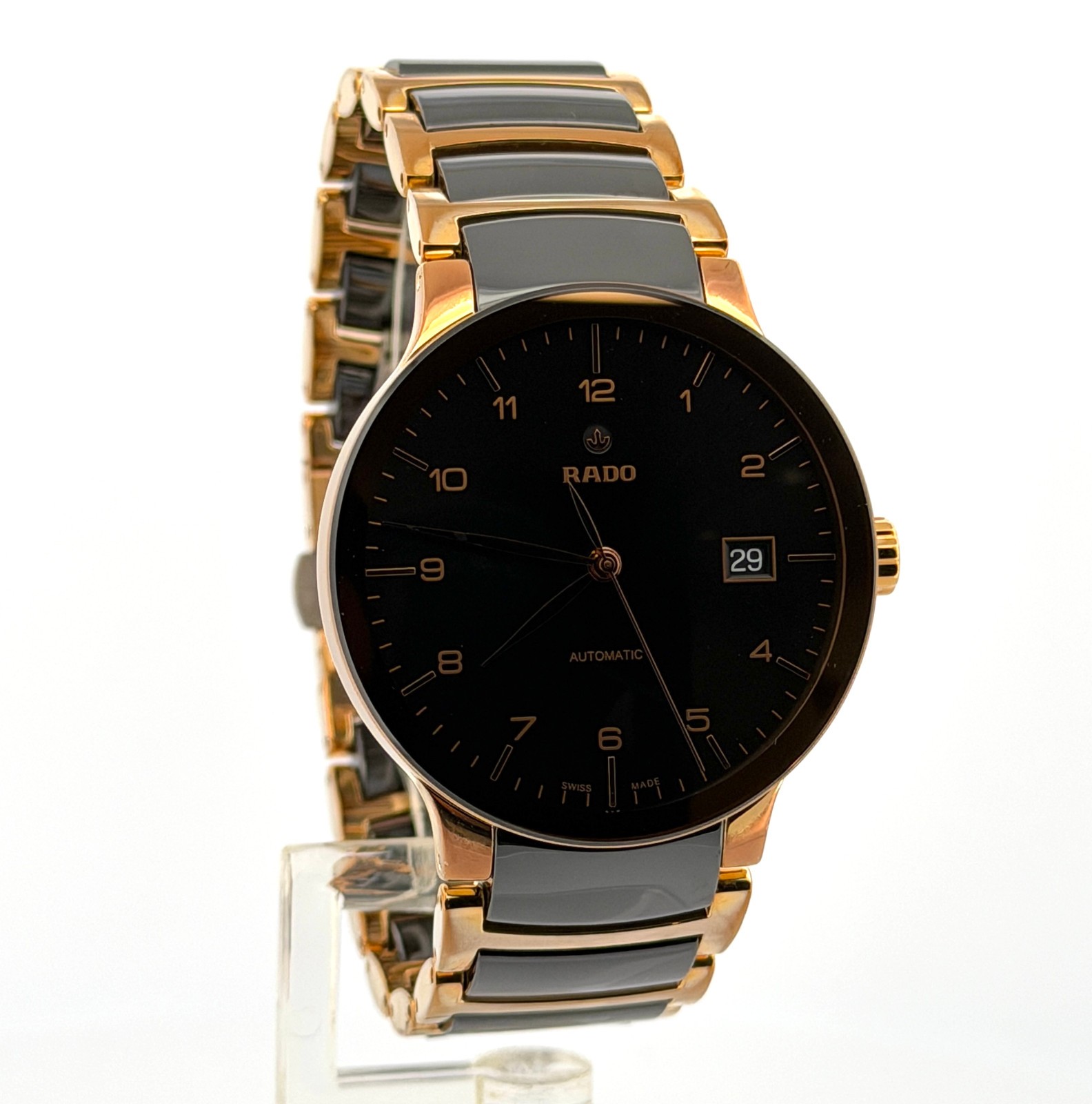 Rado Centrix Automatic 38mm Gold Tone Stainless Steel Ceramic Mens Watch