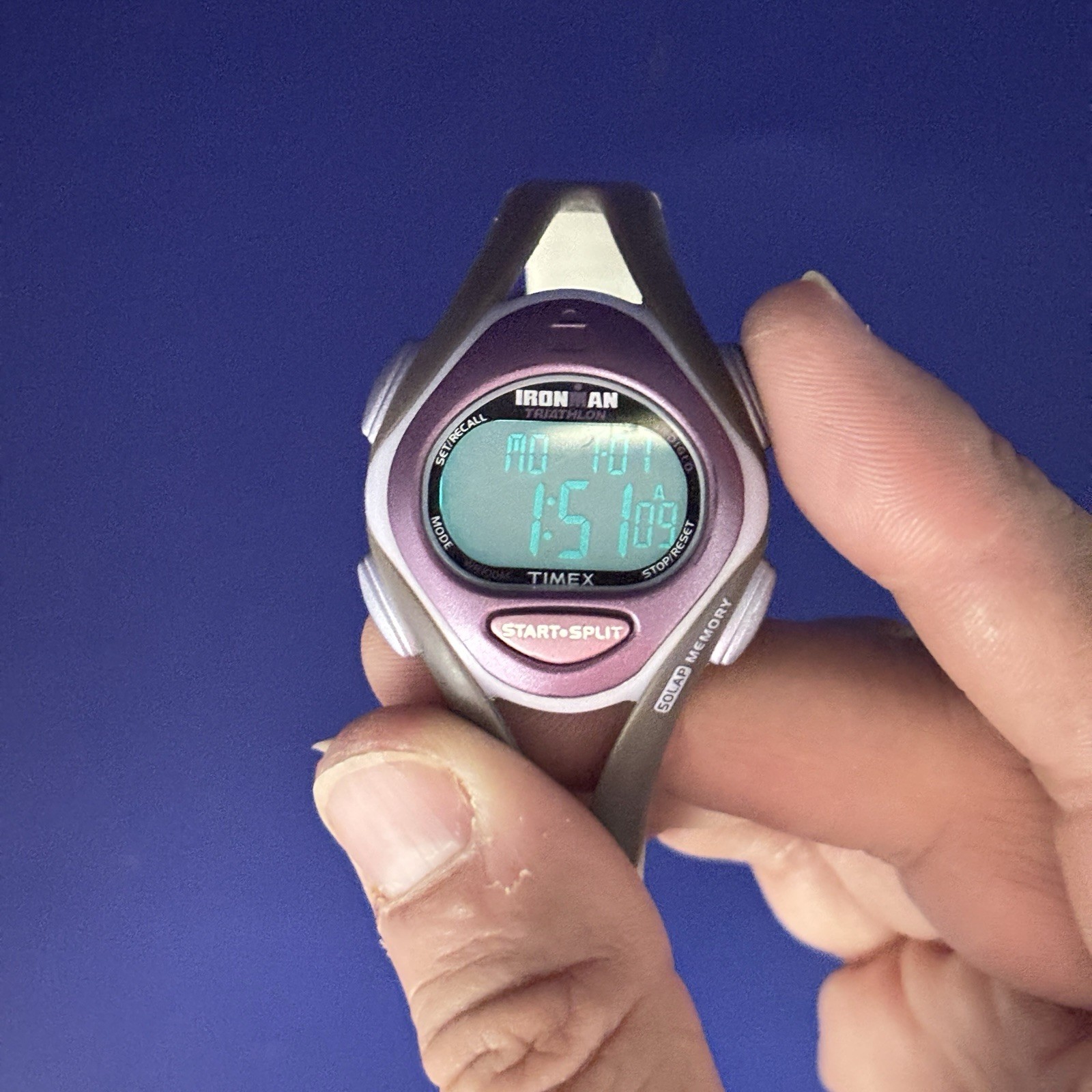 Timex Ironman Sleek Womens Pink Purple 50 Lap Indiglo Digital Watch #YC1